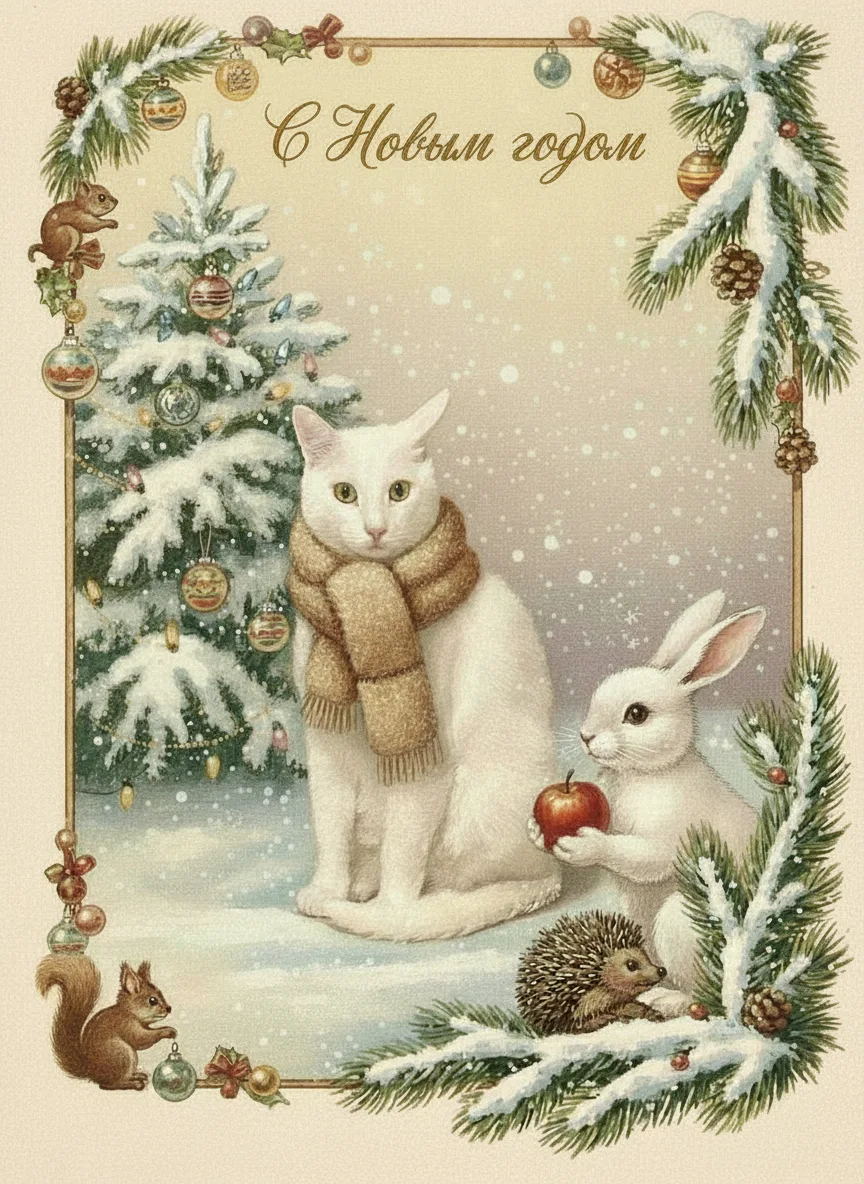 Открытка с вашими домашними котом.