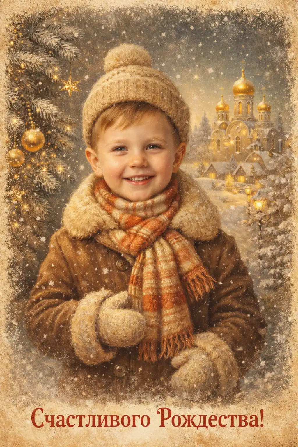 Рождественская открытка с ребенком