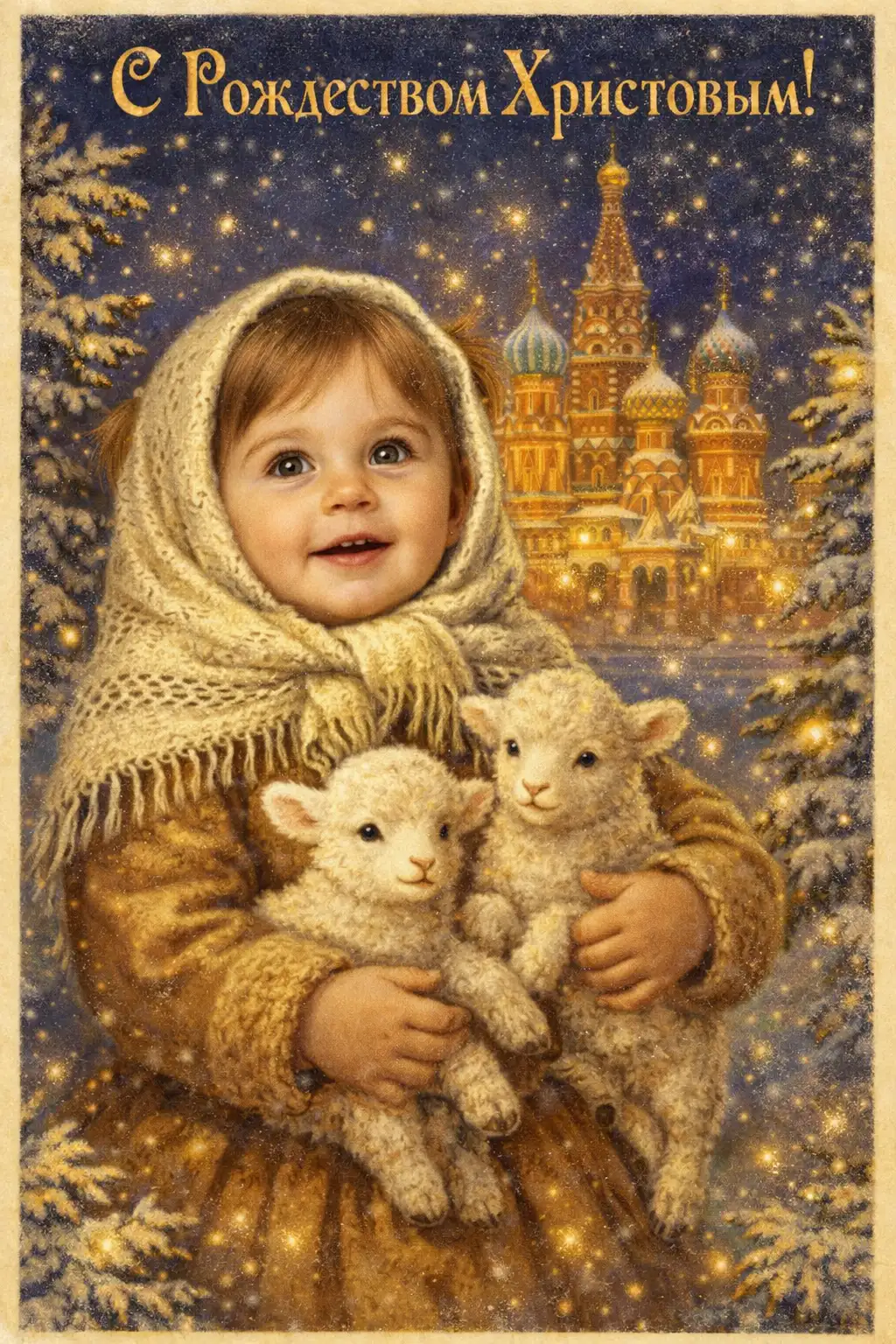 Рождественская открытка с ребенком