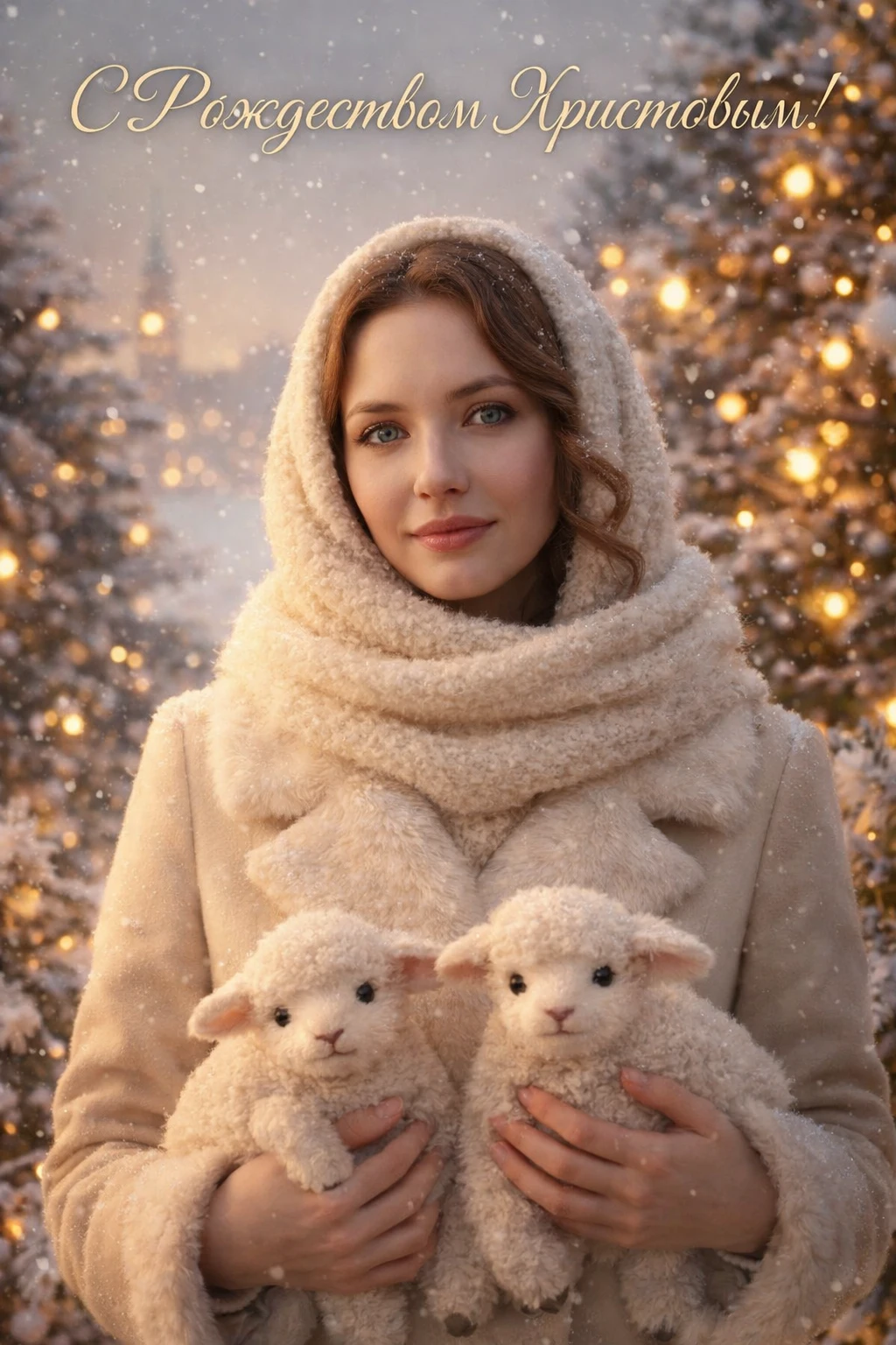 Рождественская открытка с женщиной или мужчиной