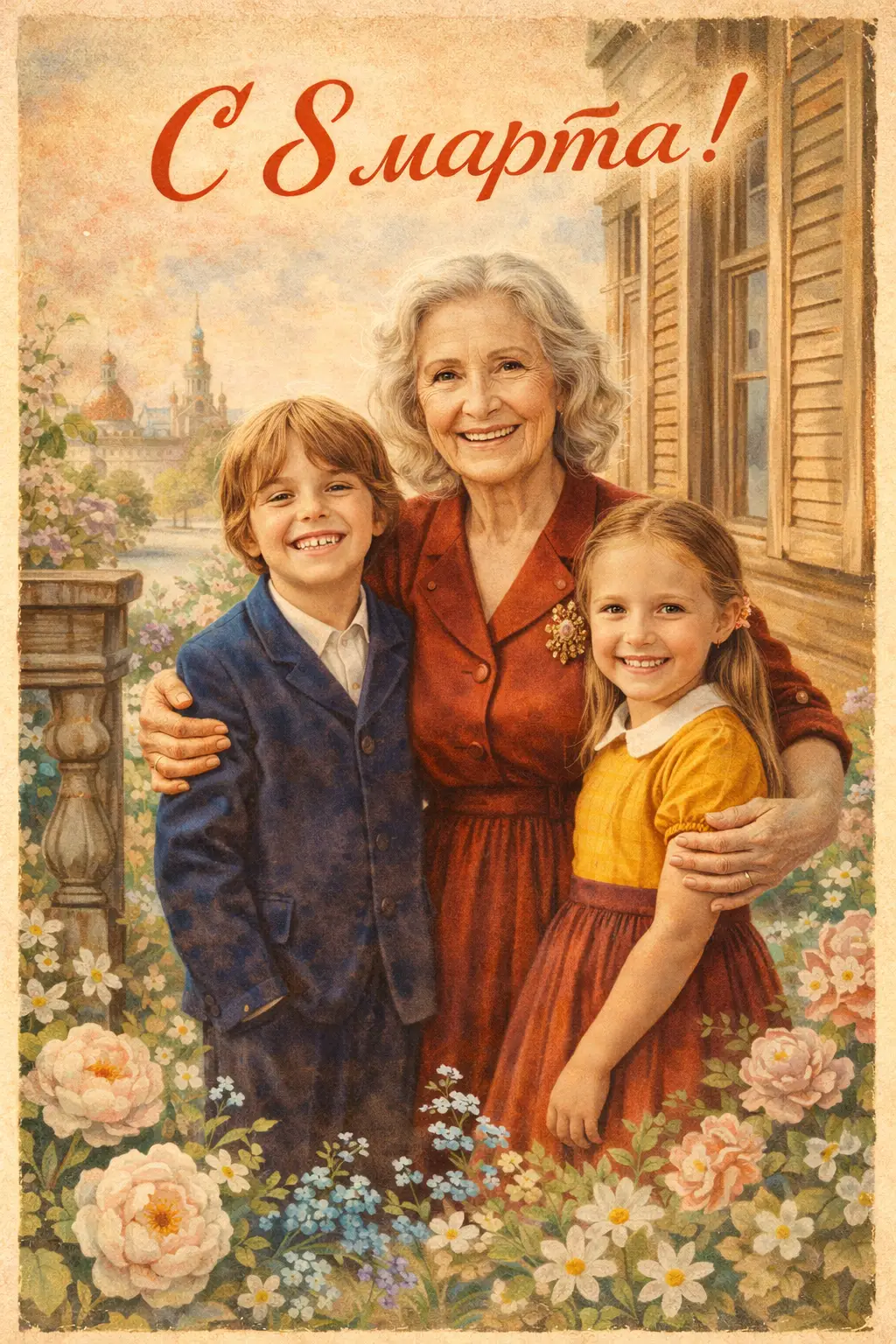 Открытка с бабушкой
