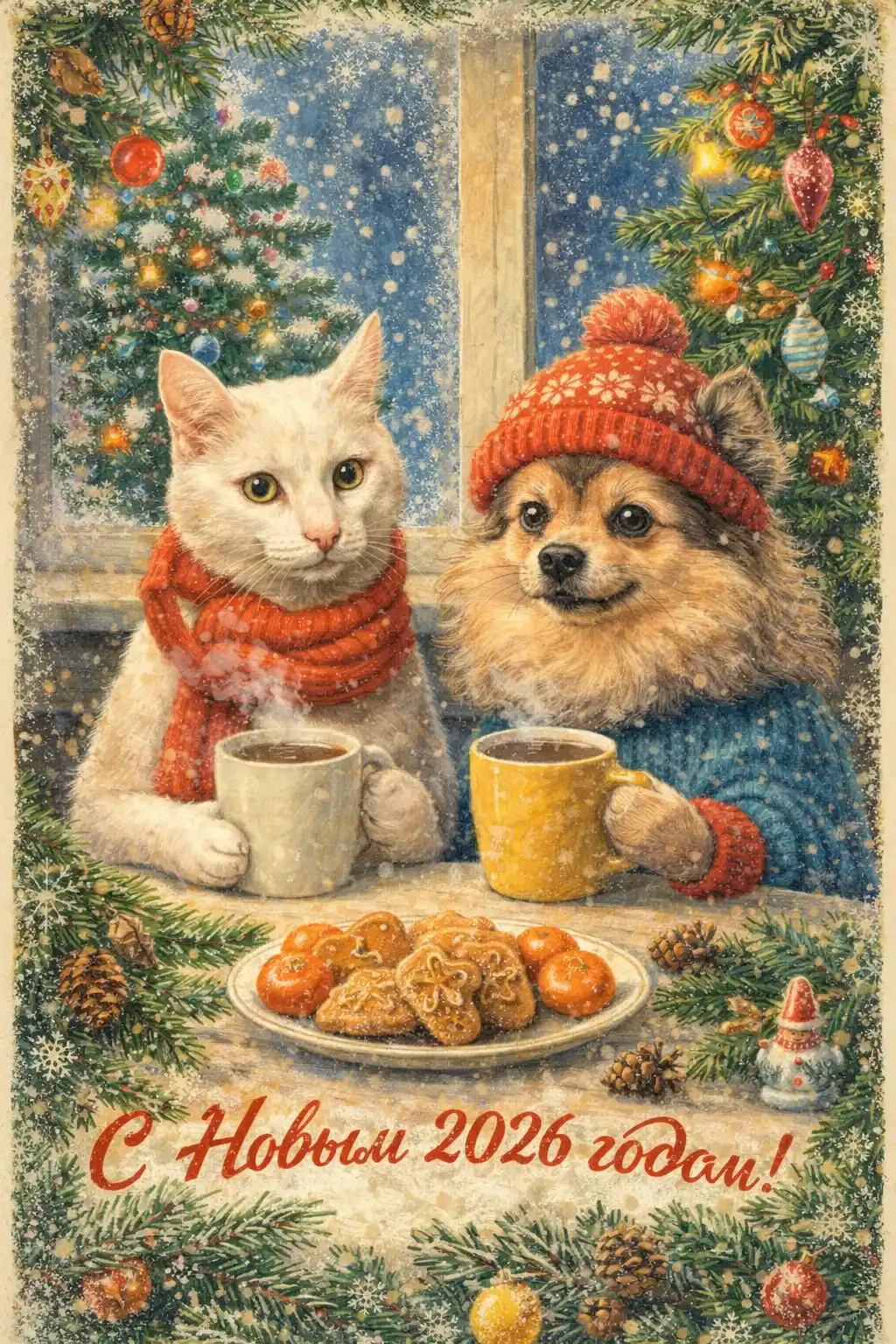 Открытка с питомцами