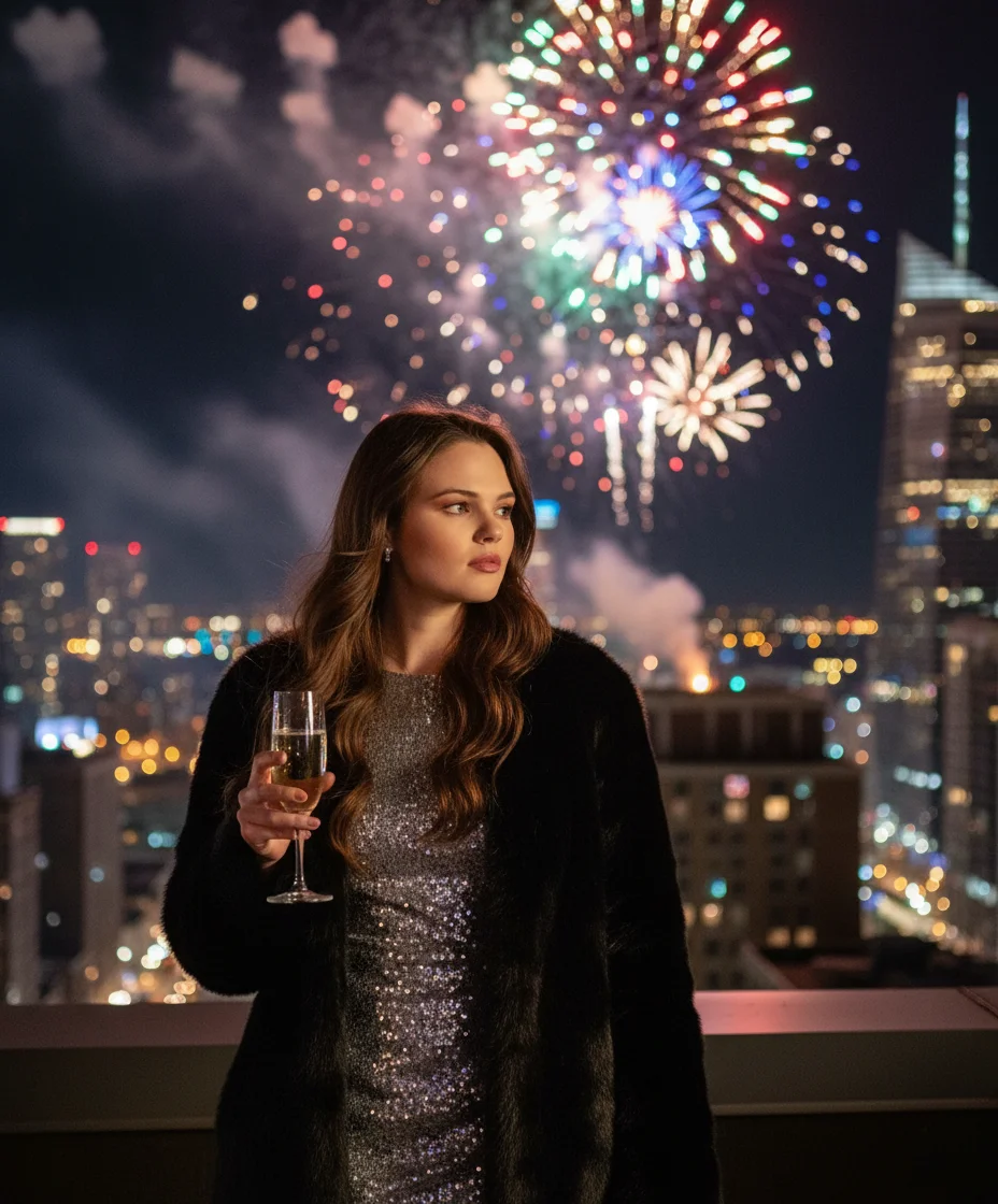 Новогодний портрет на городской крыше