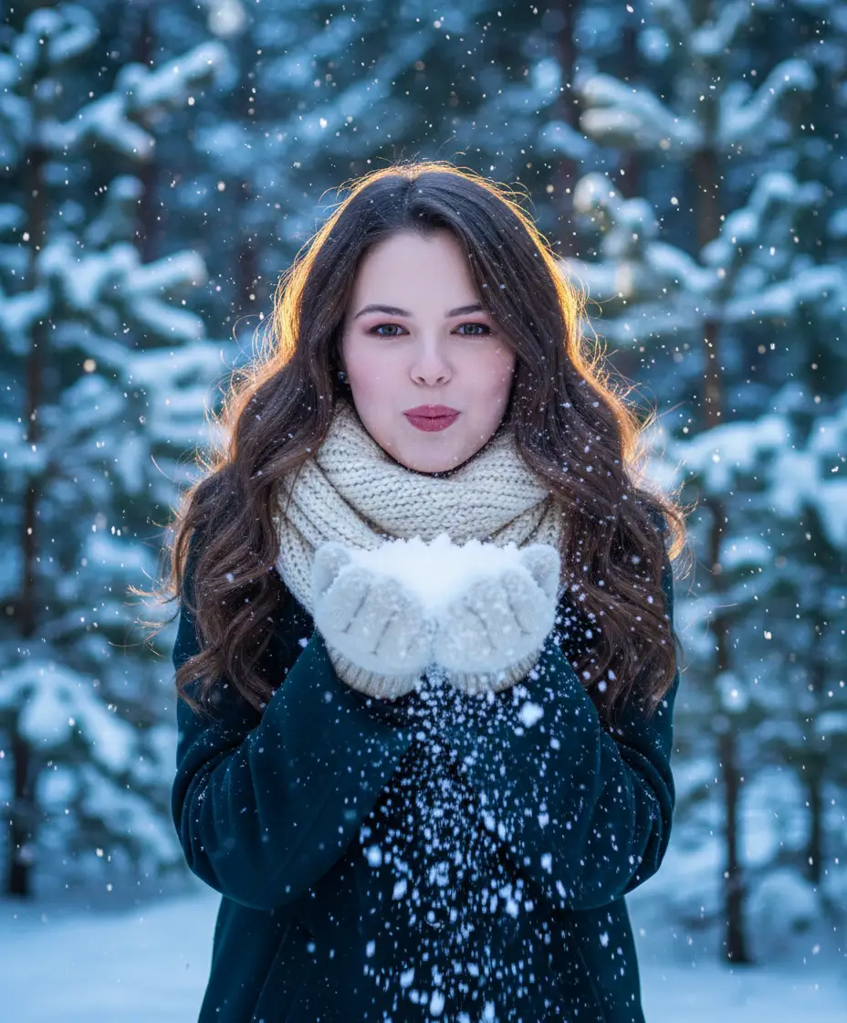 Зимний фотореалистичный портрет